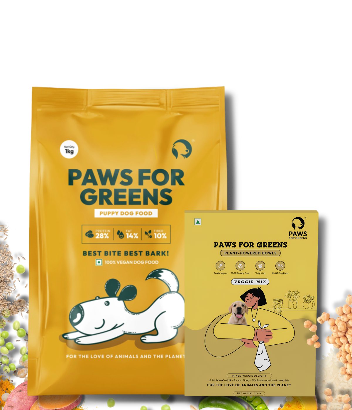 Vegan Puppy Food Combo Healthy Veg Dry Food & Nutritious Wet Food Pack