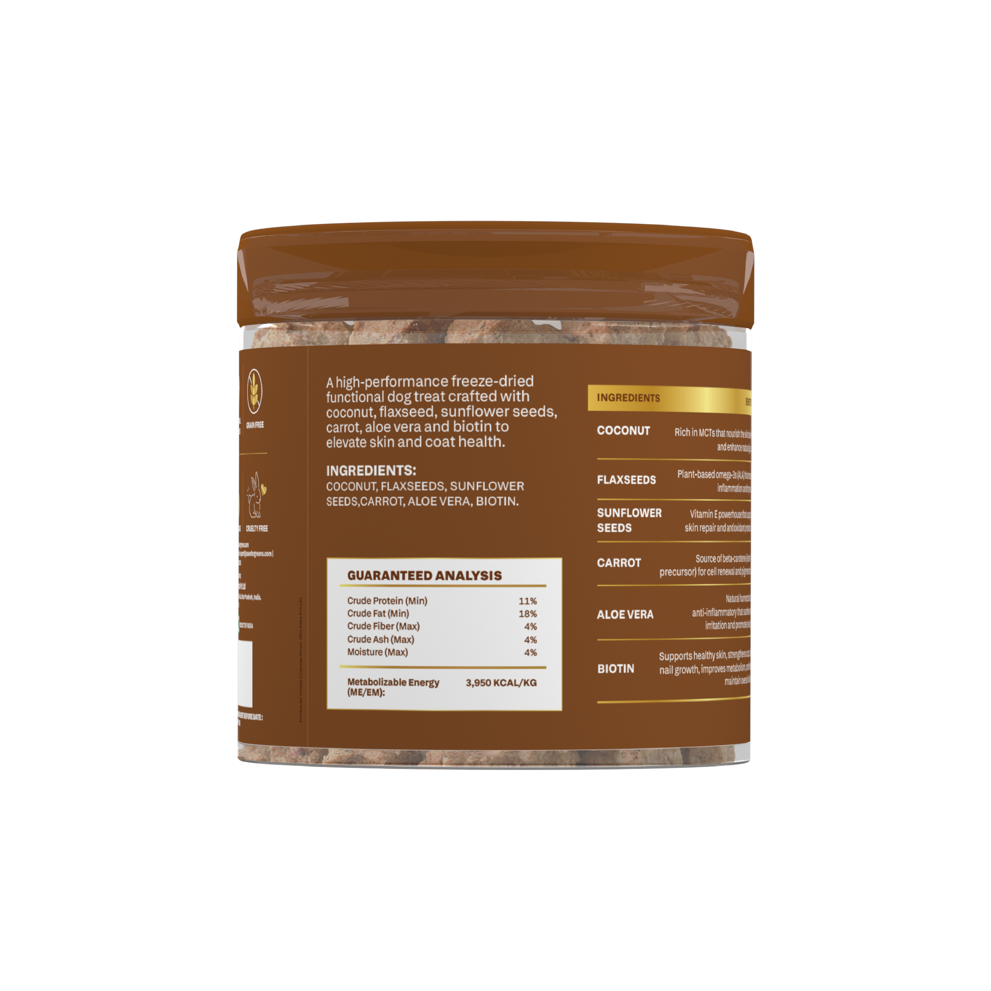 Coconut Skin & Coat Glow Bites | Omega & Skin Nourishment | Freeze-Dried Functional Treat for India