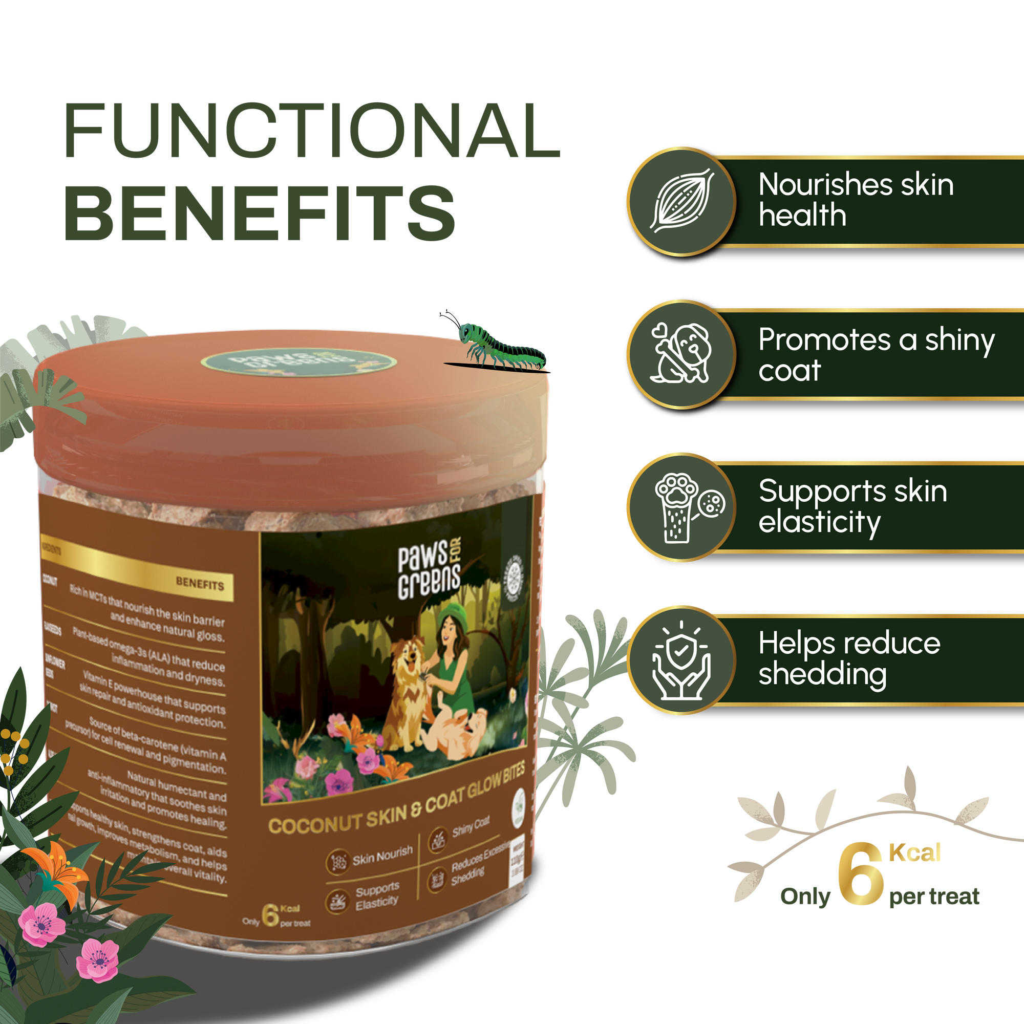 Coconut Skin & Coat Glow Bites | Omega & Skin Nourishment | Freeze-Dried Functional Treat for India