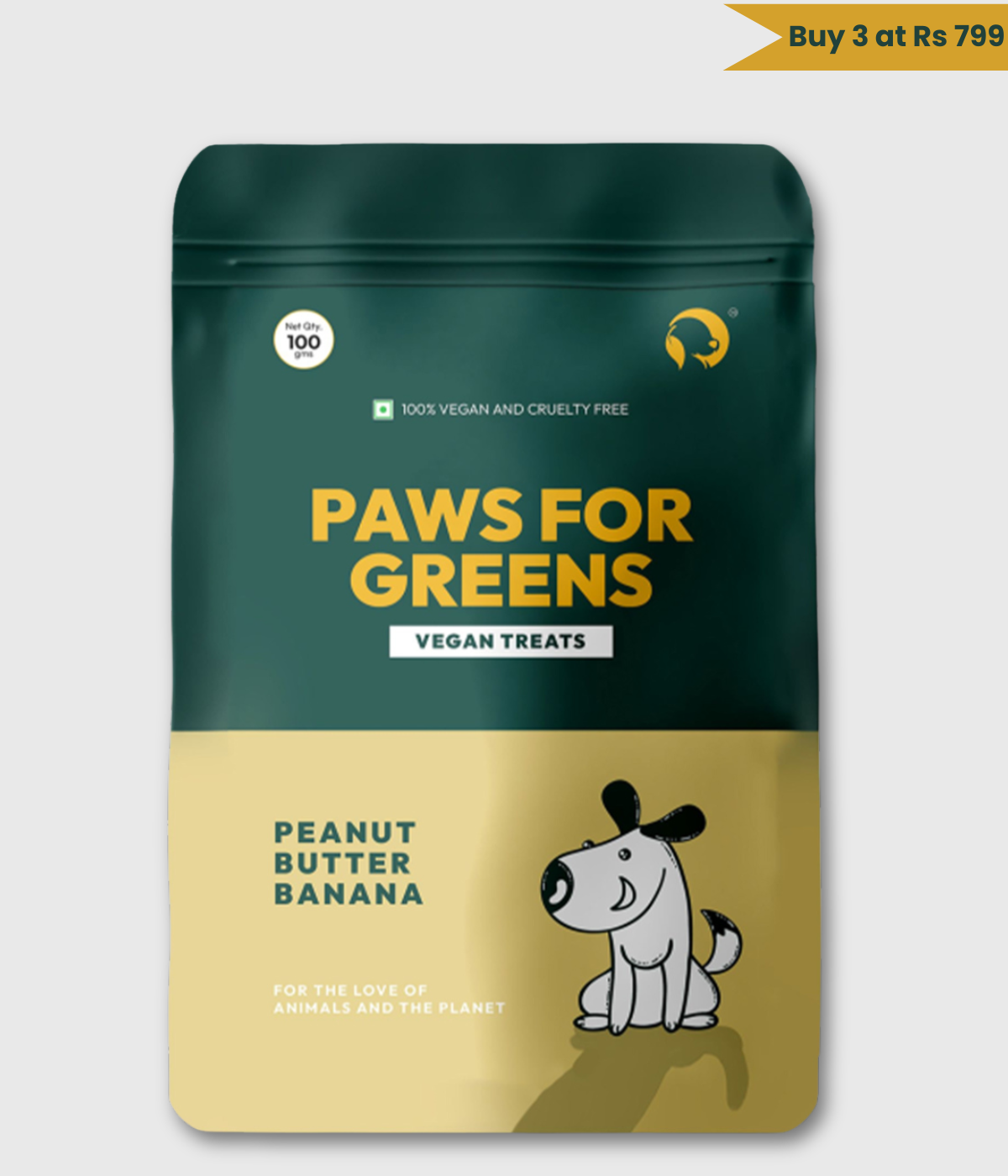 Dog Treats Plant-Based Healthy Vegan Biscuits for Dogs with Peanut Butter & Banana-100gm