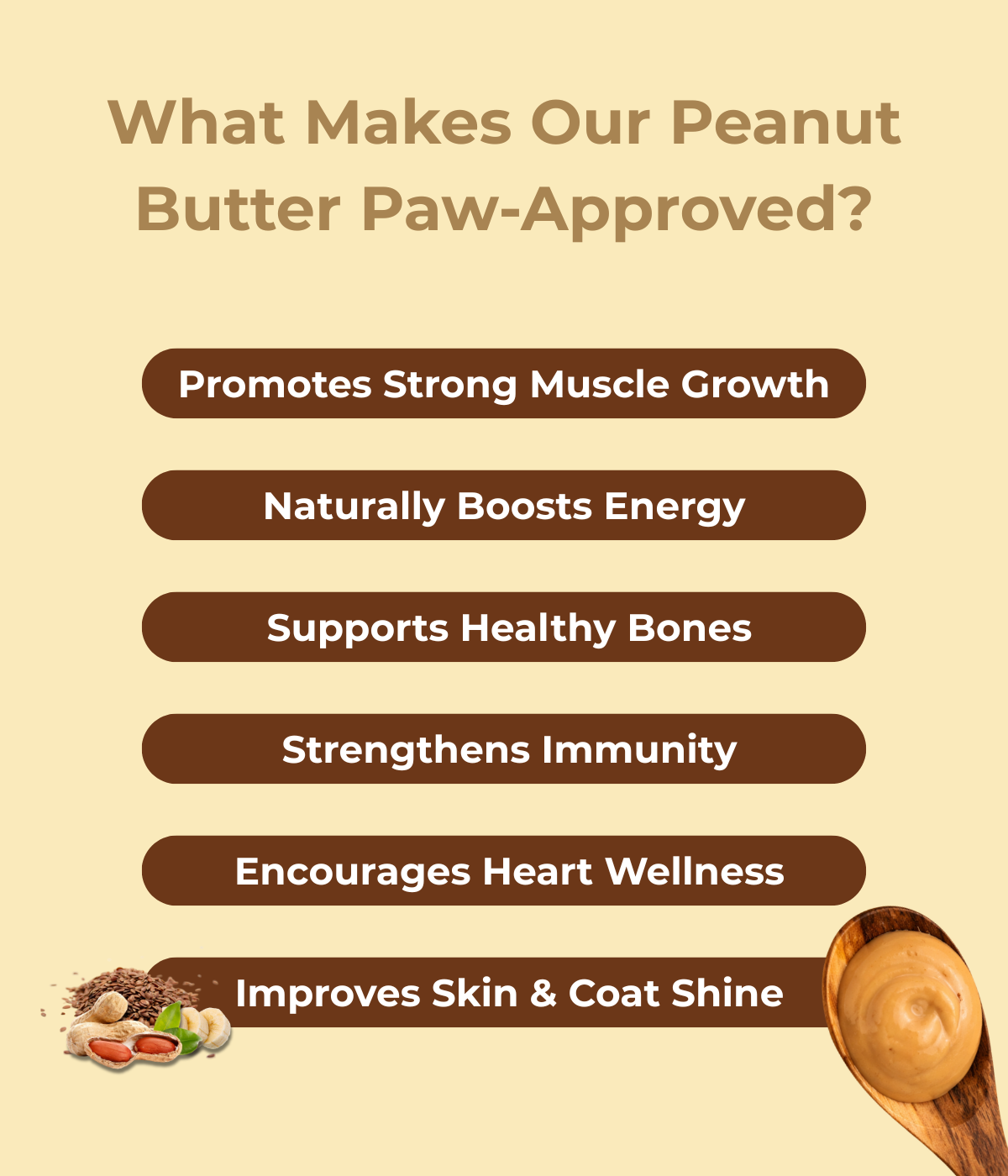 Creamy vegan peanut butter with banana, flaxseed rich in fibre and Omega 3; supports digestion, energy, wellness; ideal for enrichment.