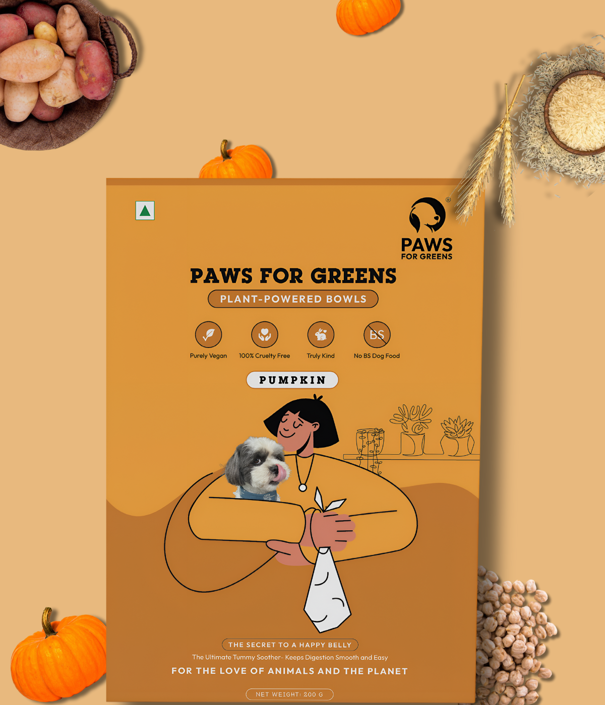 Vegan Ready to Eat Wet Dog Food Plant & Based Veg Pet Food Preservative-Free (Pumpkin 100g+100g Pack)