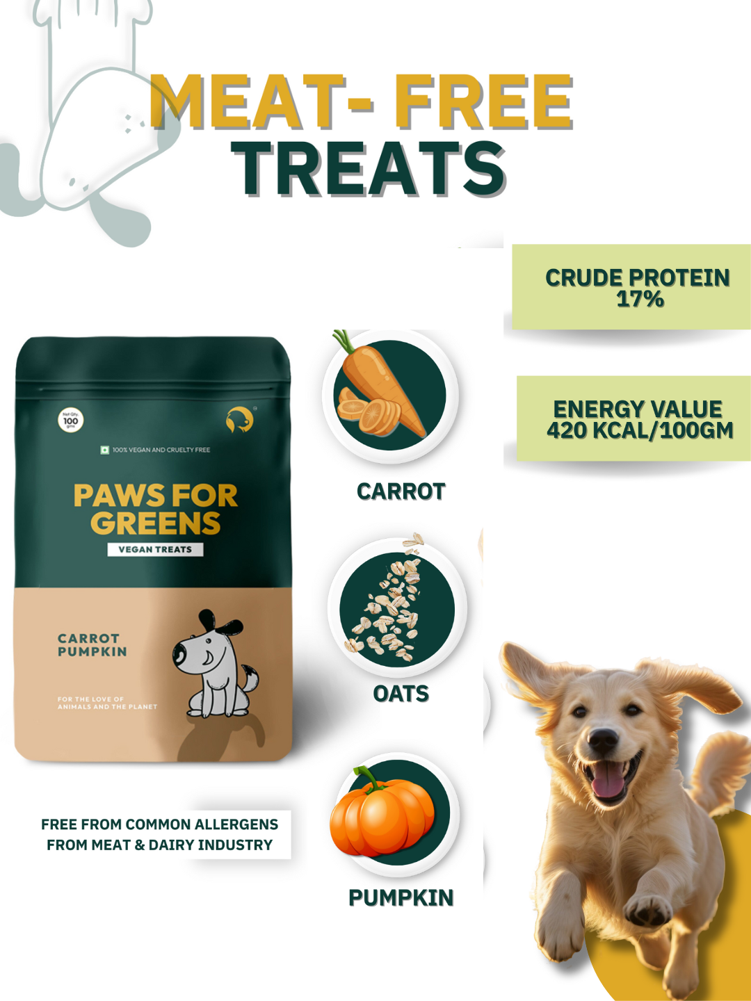 Dog Treats Plant-Based Pet Biscuits Healthy Veg Snacks (Carrot Pumpkin-100gm)
