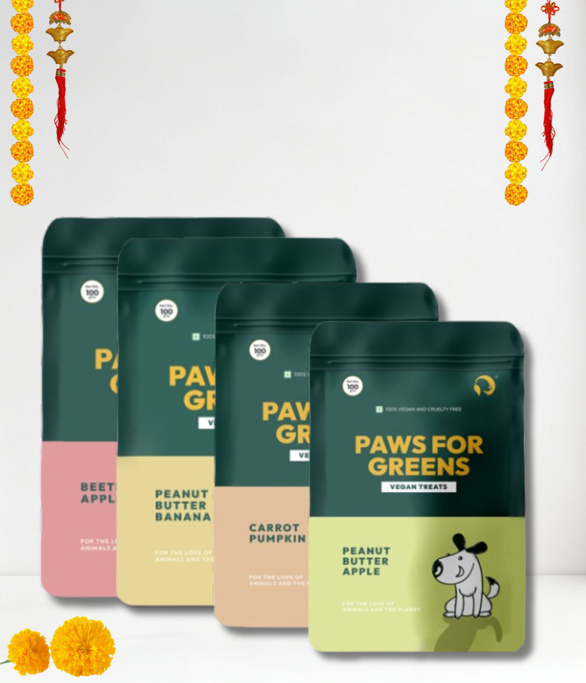 Dog Treats Plant-Based Healthy Vegan Biscuits for Dogs Pack of 4