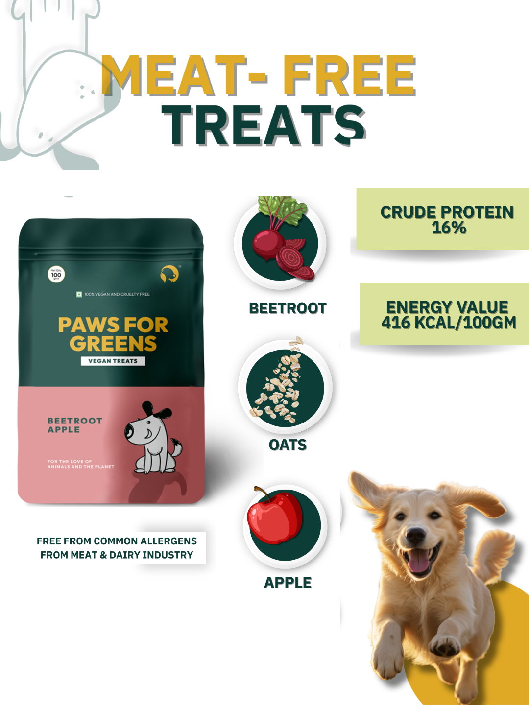 Dog Treats Plant-Based Healthy Vegan Biscuits for Dogs Pack of 4