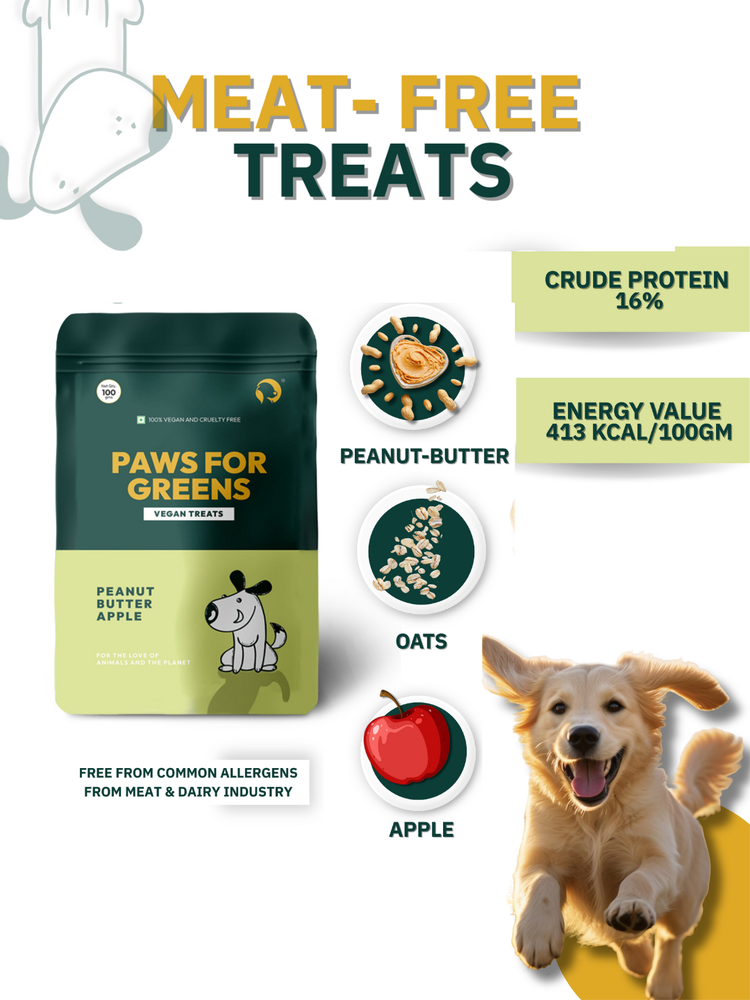 Dog Treats Plant-Based Pet Biscuits Healthy Veg Snacks (Peanut Butter Apple-100gm)