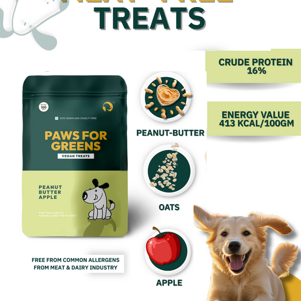 Dog Treats Plant-Based Healthy Vegan Biscuits for Dogs with Peanut Butter & Apple-100gm - alternate view