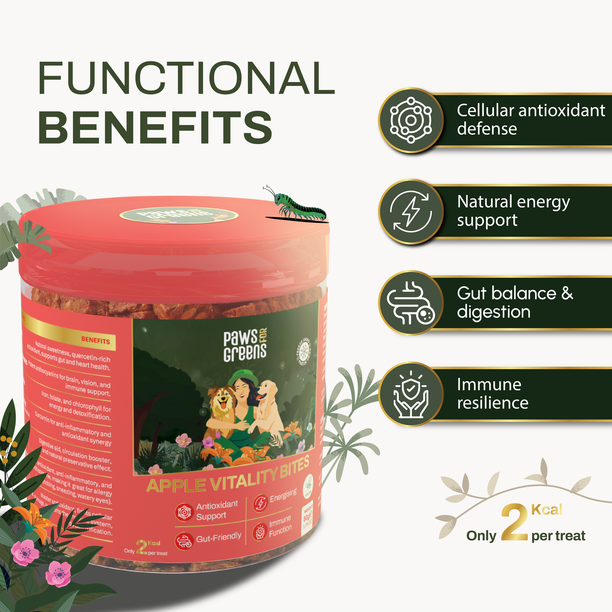 Apple Vitality Bites | Immunity & Antioxidant Support | Freeze-Dried Functional Treat