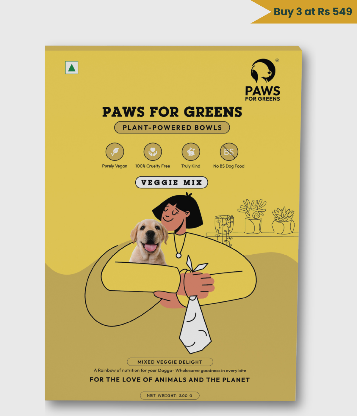 Veg Ready to Eat Wet Dog Food Plant & Based Vegan Pet Food Preservative-Free (Mix Veggie 100g+100g Pack)