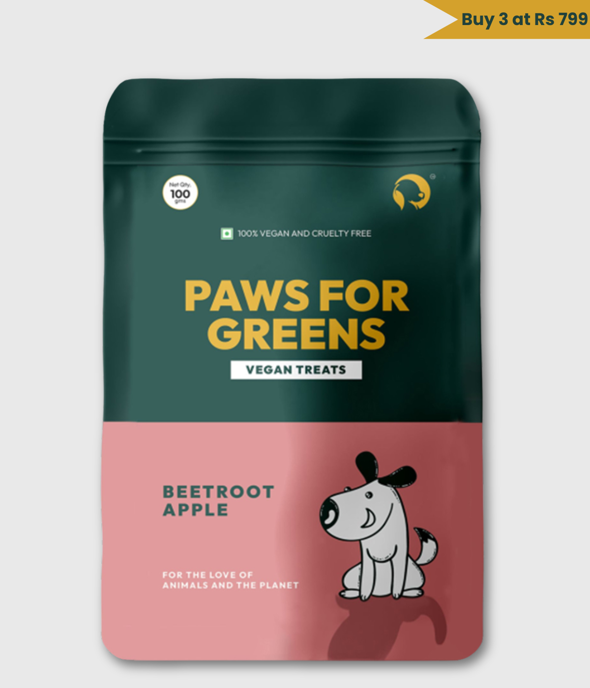 Dog Treats Plant-Based Healthy Vegan Biscuits for Dogs with Beetroot & Apple-100gm