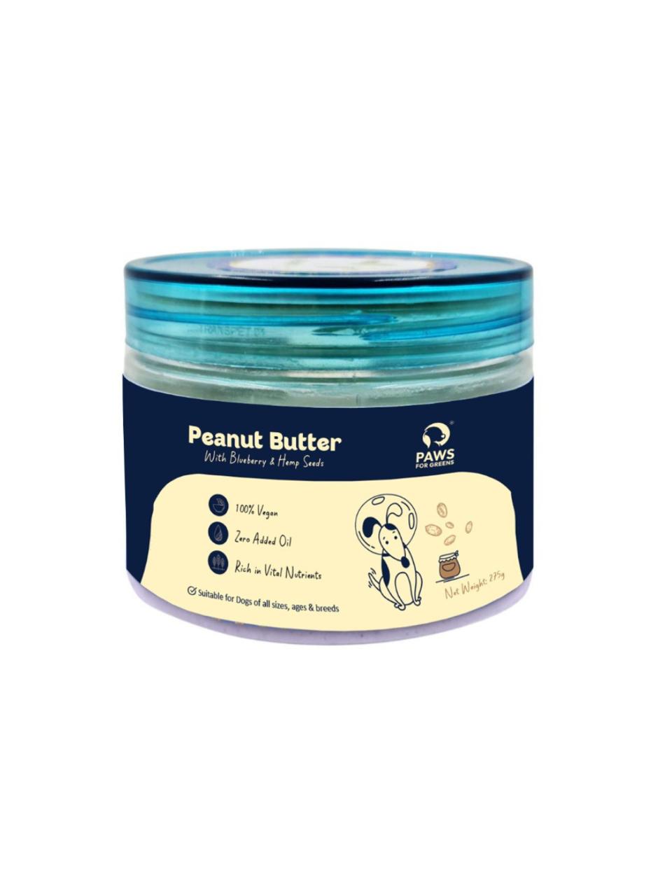 Peanut Butter For Dogs With Blueberries and Hempseeds 100% Natural & Healthy For Pets