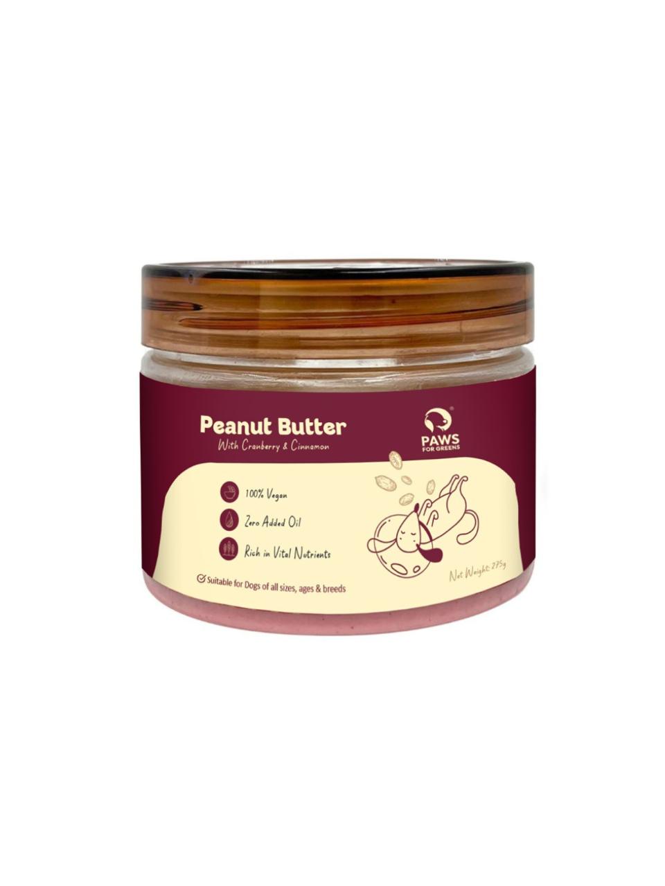 Peanut Butter For Dogs With Cranberries And Cinnamon 100% Natural & Healthy For Pets