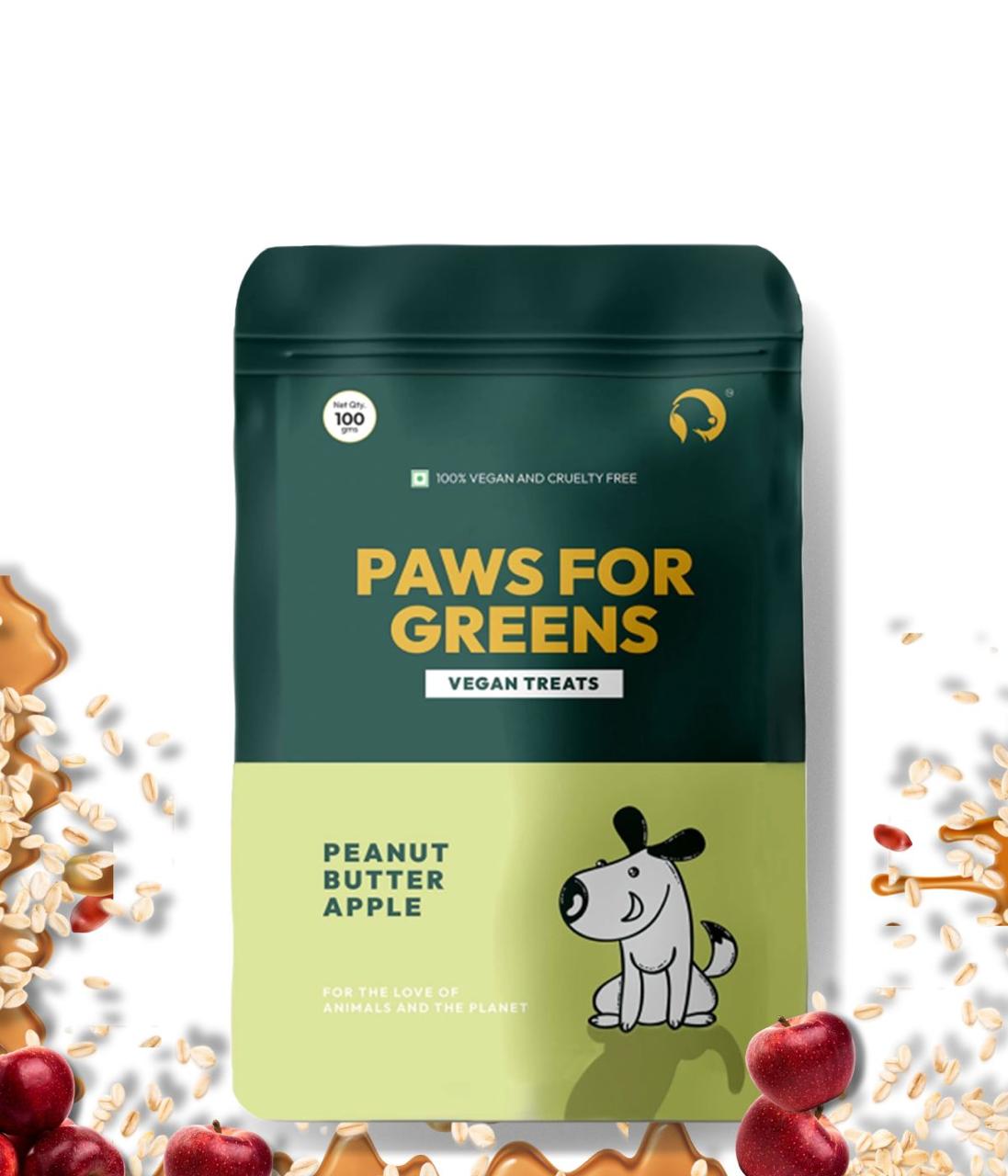 Dog Treats Plant-Based Healthy Vegan Biscuits for Dogs with Peanut Butter & Apple-100gm