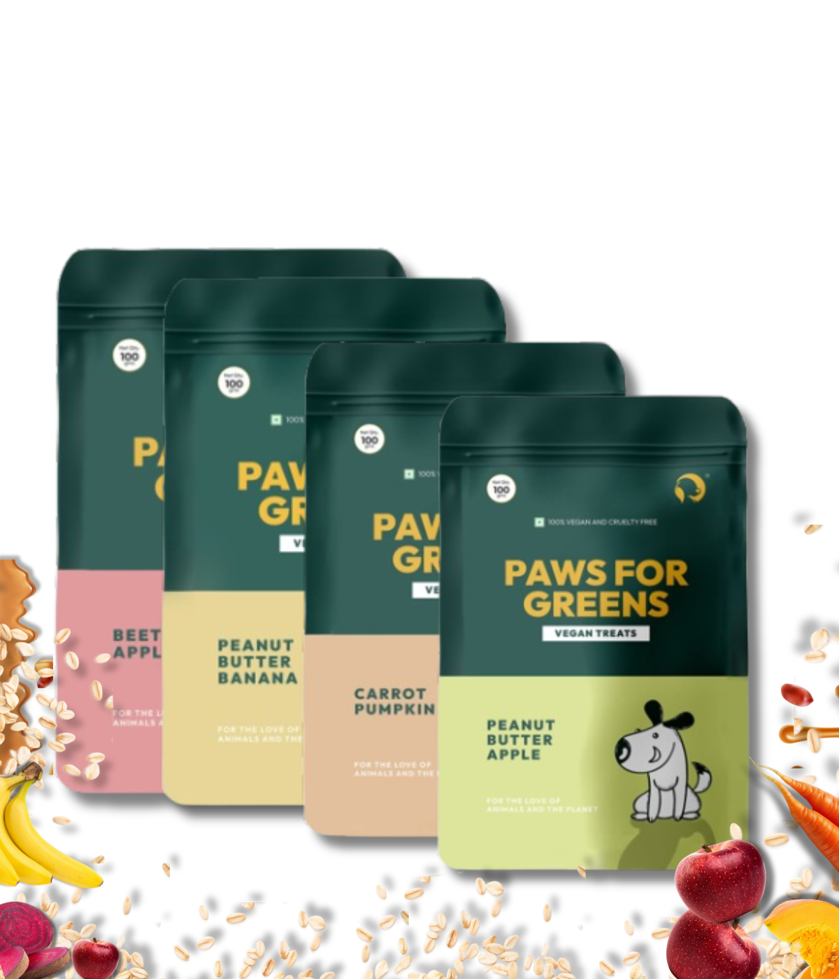 Dog Treats Plant-Based Healthy Vegan Biscuits for Dogs Pack of 4