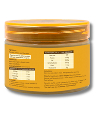 Creamy vegan peanut butter with banana, flaxseed rich in fibre and Omega 3; supports digestion, energy, wellness; ideal for enrichment.