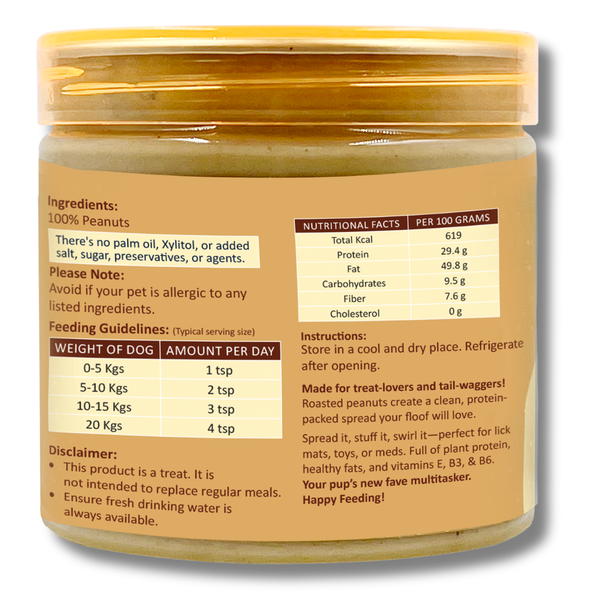 Creamy 100% peanut butter rich in natural protein and healthy fats; supports energy and vitality; ideal for enrichment and treats - alternate view