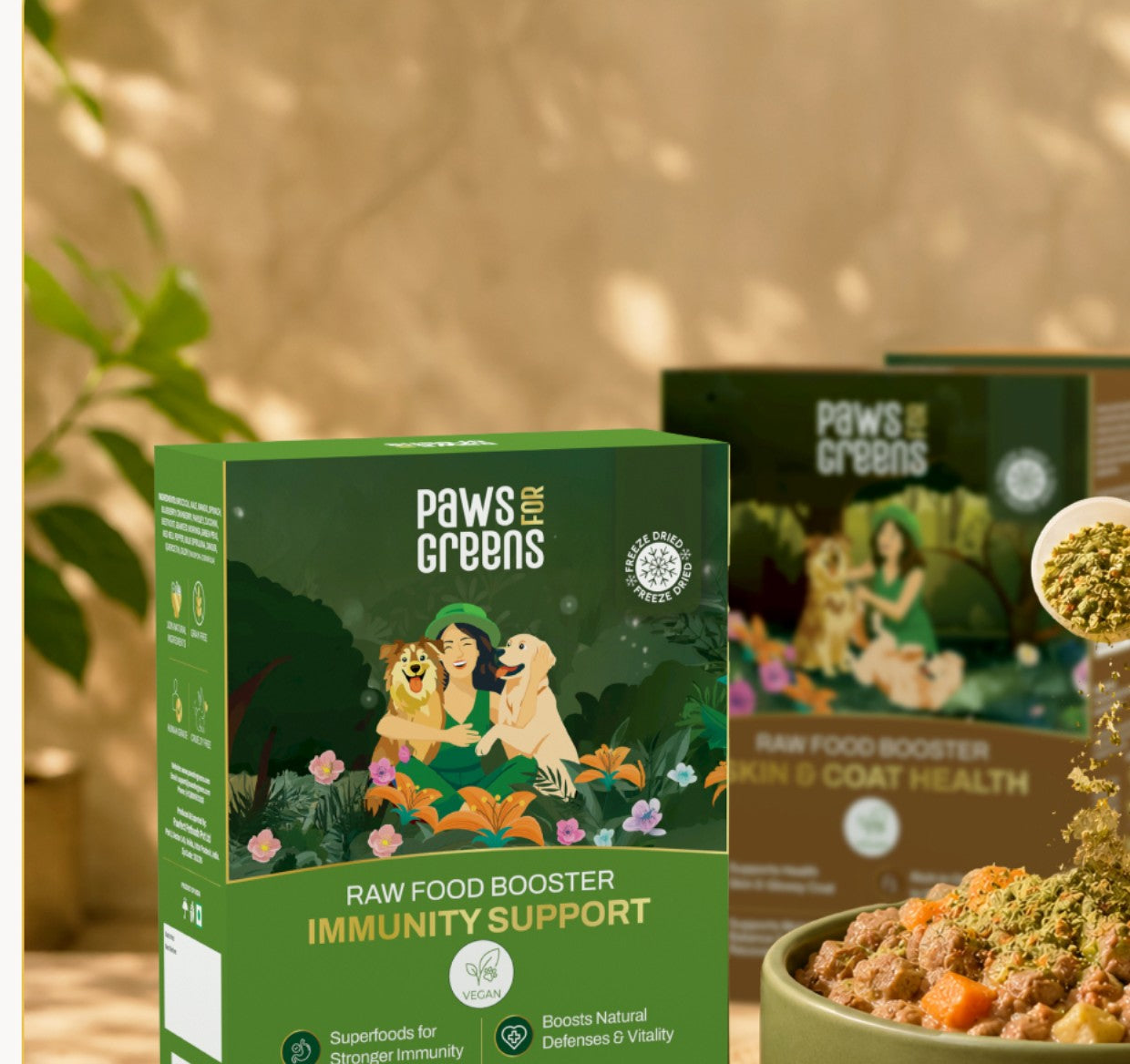 Paws for Greens raw food booster being served